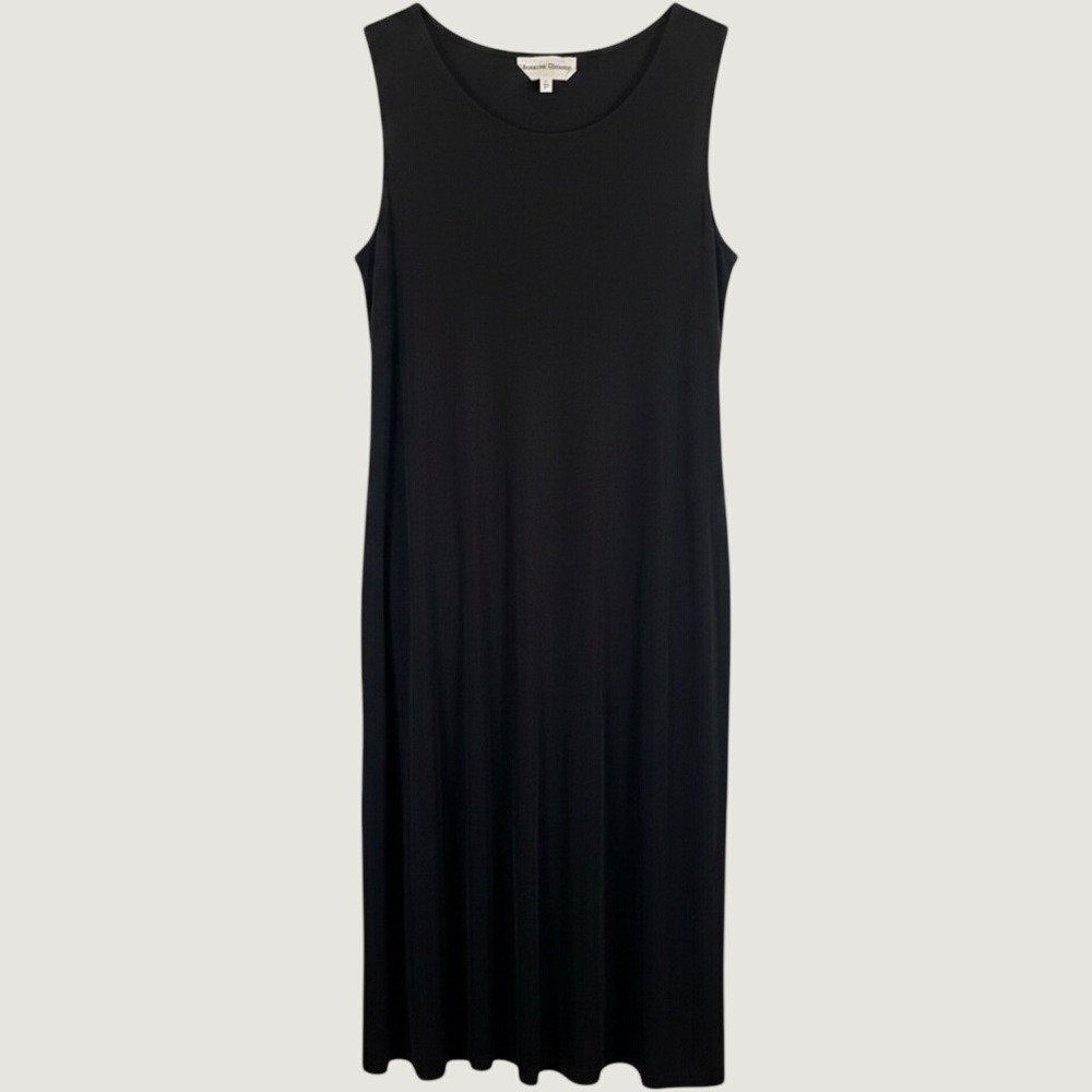 Vintage Stephanie Thomas Liquid Knit Dress Women's 20 Black Sleeveless Sheath